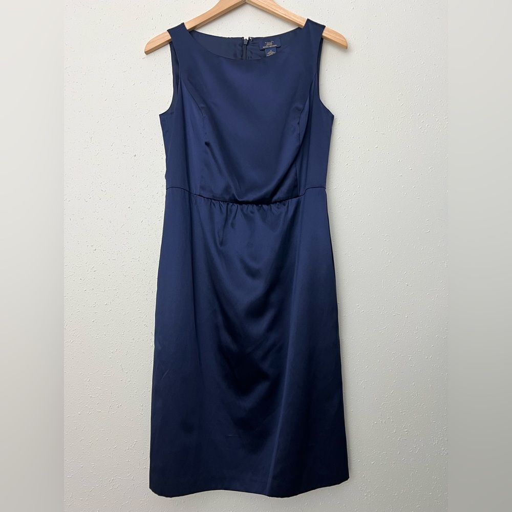 Brooks Brothers Navy Silk Blend Satin Sheath Dress Size 4